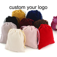 Load image into Gallery viewer, Wedding Jewellery Pouch Velvet Drawstring black Bag With Logo Printing
