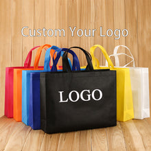 Load image into Gallery viewer, Custom print eco reusable supermarket grocery promotion shopping non woven carry fabric tote cloth bag
