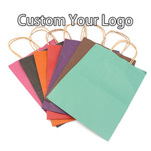 Load image into Gallery viewer, Luxury For Gift Kraft Machine Recycled Ribbon Print Paper Shopping Bag
