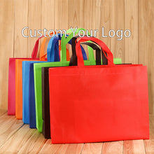 Load image into Gallery viewer, Custom print eco reusable supermarket grocery promotion shopping non woven carry fabric tote cloth bag
