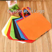 Load image into Gallery viewer, Custom print eco reusable supermarket grocery promotion shopping non woven carry fabric tote cloth bag
