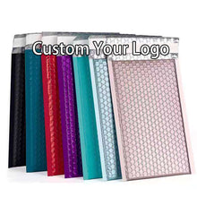 Load image into Gallery viewer, Metallic Foil Rose Gold Custom Logo Padded Bubble Envelope Mailing Bag

