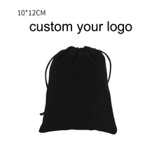 Load image into Gallery viewer, Wedding Jewellery Pouch Velvet Drawstring black Bag With Logo Printing
