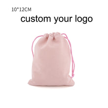 Load image into Gallery viewer, Wedding Jewellery Pouch Velvet Drawstring black Bag With Logo Printing

