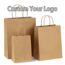 Load image into Gallery viewer, Luxury For Gift Kraft Machine Recycled Ribbon Print Paper Shopping Bag
