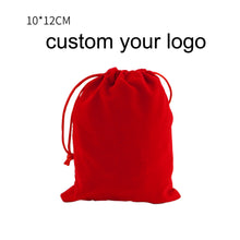 Load image into Gallery viewer, Wedding Jewellery Pouch Velvet Drawstring black Bag With Logo Printing

