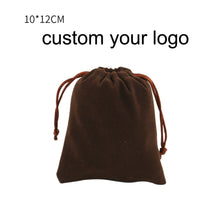Load image into Gallery viewer, Wedding Jewellery Pouch Velvet Drawstring black Bag With Logo Printing
