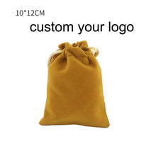 Load image into Gallery viewer, Wedding Jewellery Pouch Velvet Drawstring black Bag With Logo Printing
