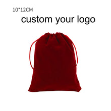 Load image into Gallery viewer, Wedding Jewellery Pouch Velvet Drawstring black Bag With Logo Printing
