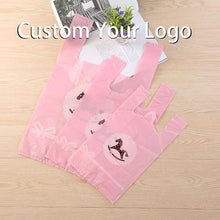 Load image into Gallery viewer, Custom printed degradable material plastic T-Shirt bag
