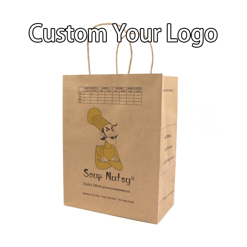 brown foldable recycled grocery supermarket handle kraft paper bag