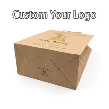 Load image into Gallery viewer, brown foldable recycled grocery supermarket handle kraft paper bag
