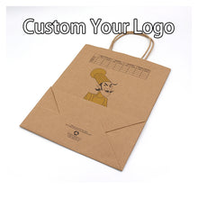 Load image into Gallery viewer, brown foldable recycled grocery supermarket handle kraft paper bag

