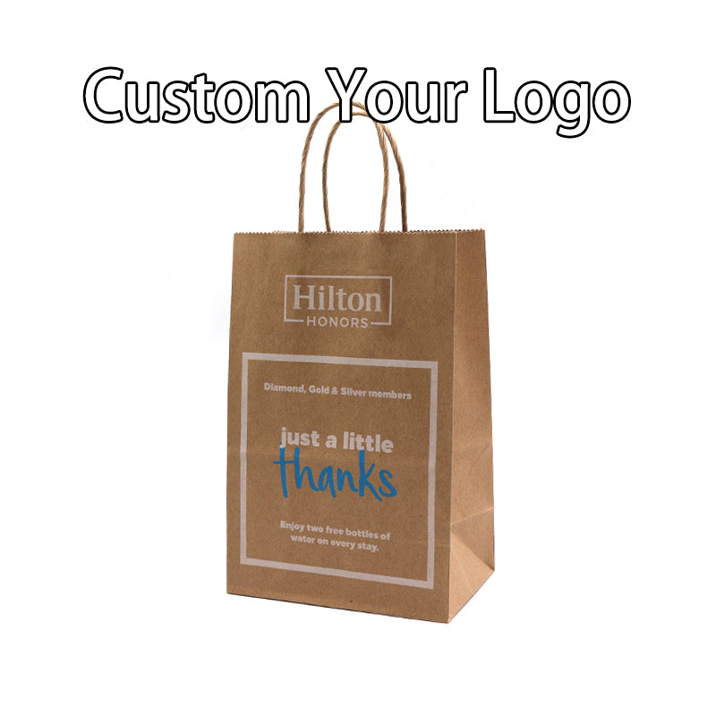 Custom style fancy design food grade brown twist handle paper bag