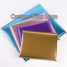 Load image into Gallery viewer, Metallic Foil Rose Gold Custom Logo Padded Bubble Envelope Mailing Bag

