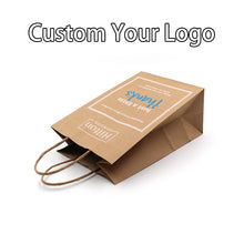 Load image into Gallery viewer, Custom style fancy design food grade brown twist handle paper bag
