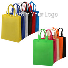 Load image into Gallery viewer, Eco Custom Logo Printed Reusable Non Woven Fabric Carry Tote Grocery Shopping Bags

