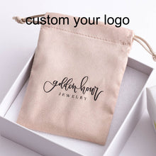 Load image into Gallery viewer, Custom Logo Printed Coffee Gift Pouch Velvet Suede Drawstring Bag Jewelry Pouch

