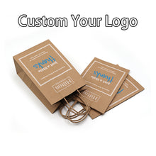 Load image into Gallery viewer, Custom style fancy design food grade brown twist handle paper bag
