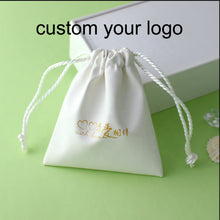 Load image into Gallery viewer, Luxury Jewelry Pouches with Custom Logo Suede Velvet Small Drawstring Bag
