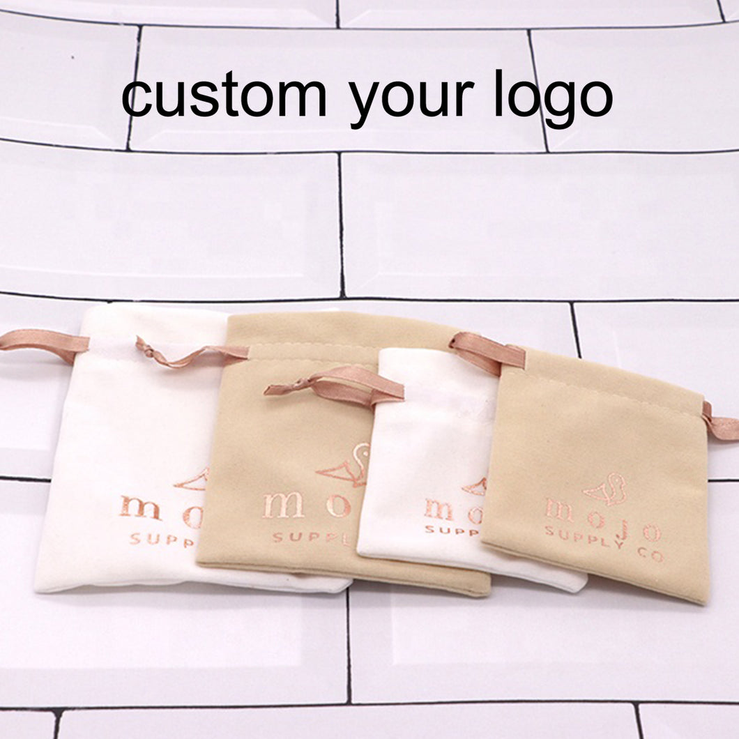 custom logo gift pouch drawstring velvet flannel Jewelry Pouch bag