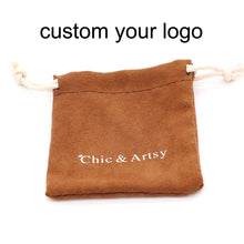 Load image into Gallery viewer, custom logo gift pouch drawstring velvet flannel Jewelry Pouch bag
