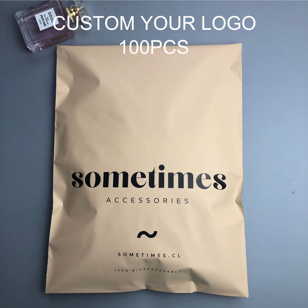 Biodegradable custom logo Beige mail package clothes transport bag