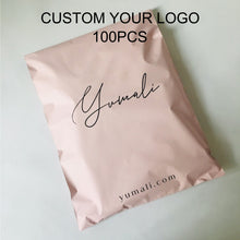 Load image into Gallery viewer, Biodegradable custom logo Beige mail package clothes transport bag
