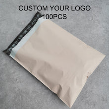 Load image into Gallery viewer, Biodegradable custom logo Beige mail package clothes transport bag
