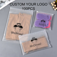 Load image into Gallery viewer, Custom Matte Frosted Plastic Packaging Zipper Bags, T Shirt Swimwear
