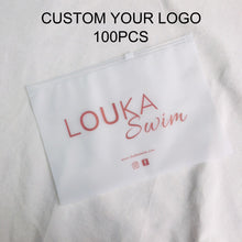 Load image into Gallery viewer, Custom Matte Frosted Plastic Packaging Zipper Bags, T Shirt Swimwear
