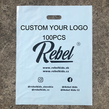 Load image into Gallery viewer, Custom Print Logo Design LDPE/HDPE handle plasticdie cut shopping bag
