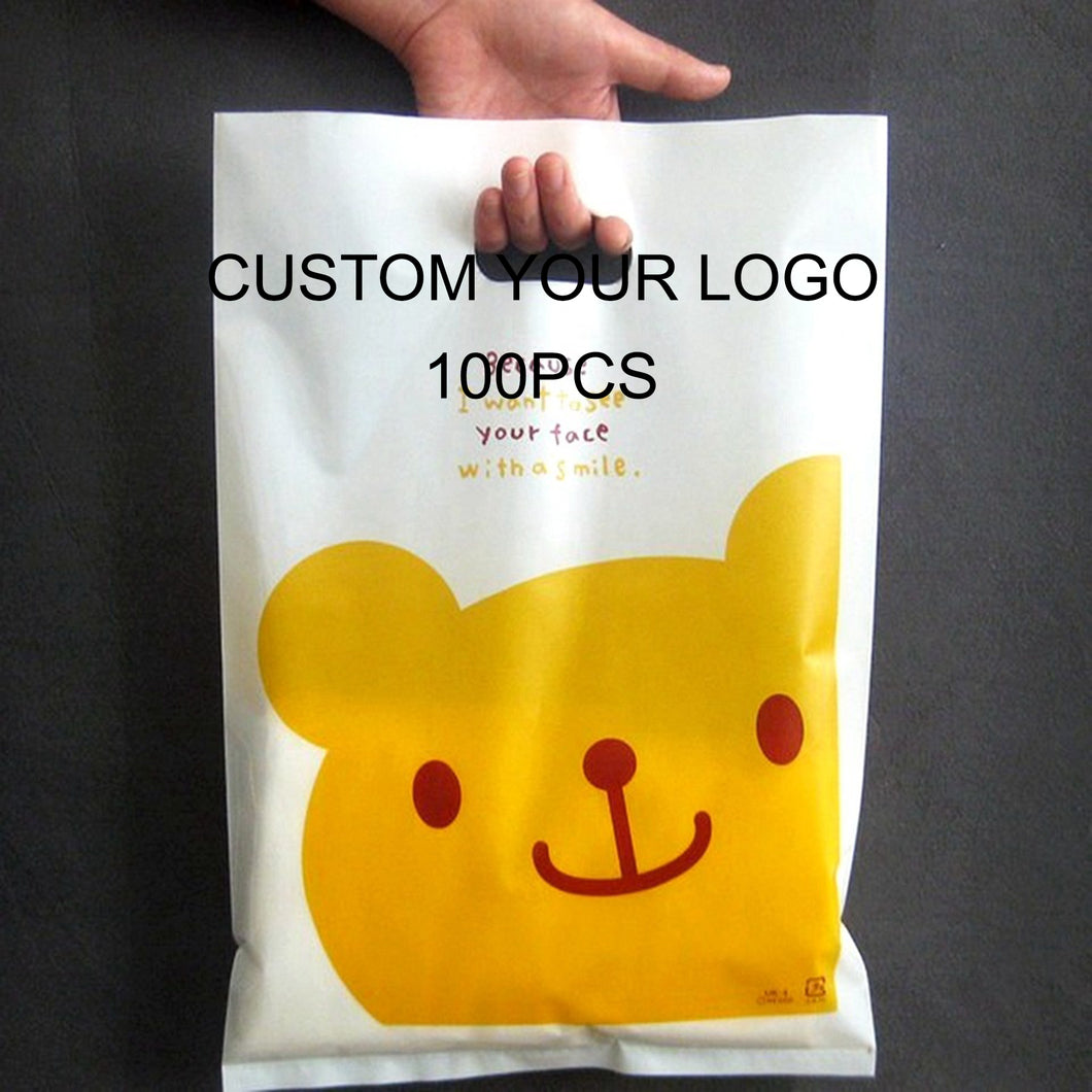 Custom Print Logo Design LDPE/HDPE handle plasticdie cut shopping bag