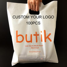 Load image into Gallery viewer, Custom Print Logo Design LDPE/HDPE handle plasticdie cut shopping bag
