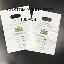 Load image into Gallery viewer, Colorful Custom Printed Logo LDPE Cut Handle Plastic Shopping Tote Bag
