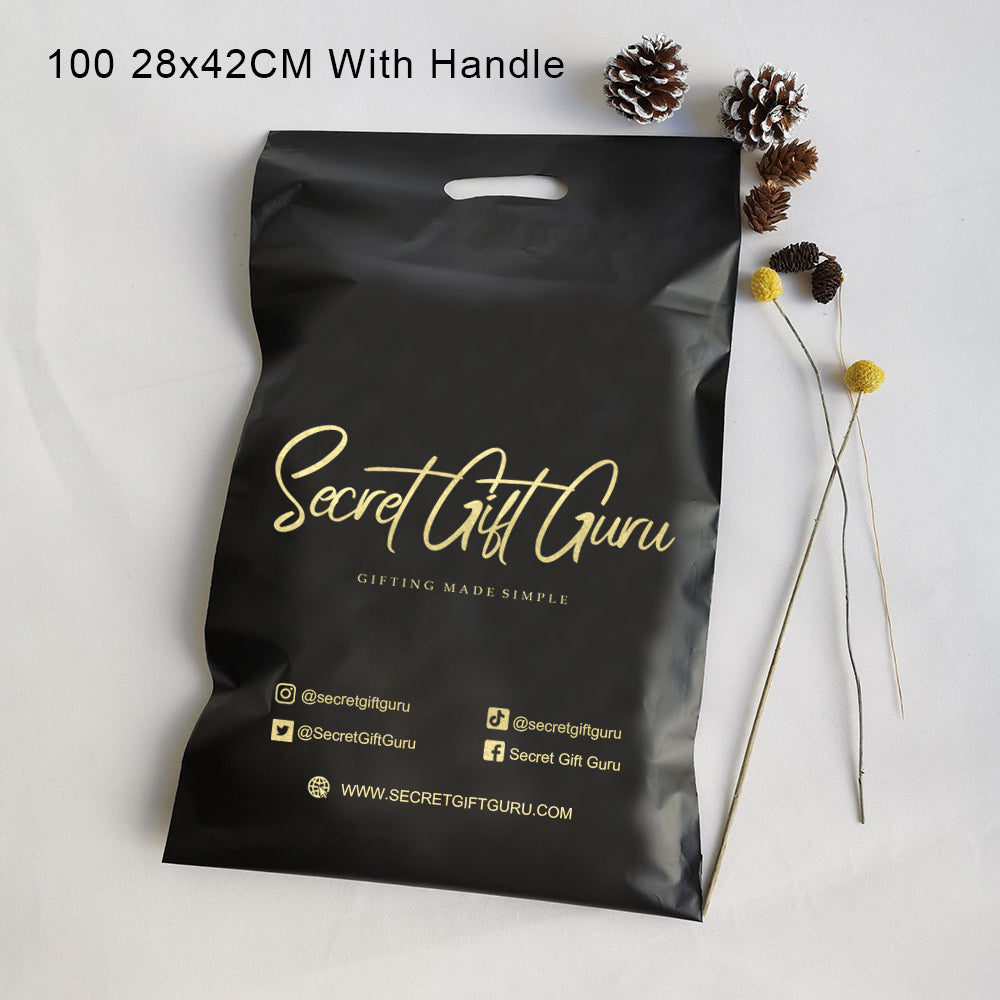 Customize 100 28x42CM black bags with handle