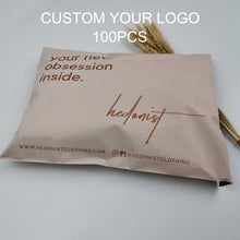 Load image into Gallery viewer, Biodegradable custom logo Beige mail package clothes transport bag
