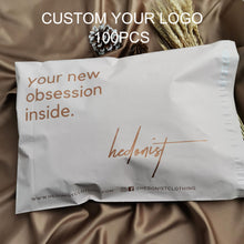 Load image into Gallery viewer, Biodegradable custom logo Beige mail package clothes transport bag
