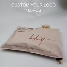 Load image into Gallery viewer, Biodegradable custom logo Beige mail package clothes transport bag
