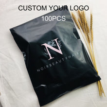 Load image into Gallery viewer, biodegradable custom print matte black plastic poly mailing bag

