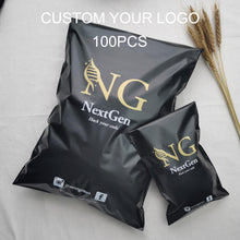 Load image into Gallery viewer, biodegradable custom print matte black plastic poly mailing bag
