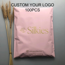 Load image into Gallery viewer, eco friendly pink poly mailer couriercosmetics eyecourier bag envelope

