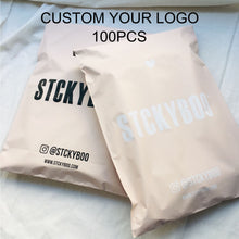 Load image into Gallery viewer, Biodegradable custom logo Beige mail package clothes transport bag
