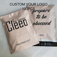 Load image into Gallery viewer, Biodegradable custom logo Beige mail package clothes transport bag
