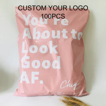Load image into Gallery viewer, eco friendly pink poly mailer couriercosmetics eyecourier bag envelope
