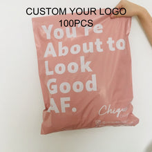 Load image into Gallery viewer, eco friendly pink poly mailer couriercosmetics eyecourier bag envelope
