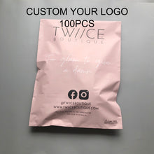 Load image into Gallery viewer, eco friendly pink poly mailer couriercosmetics eyecourier bag envelope
